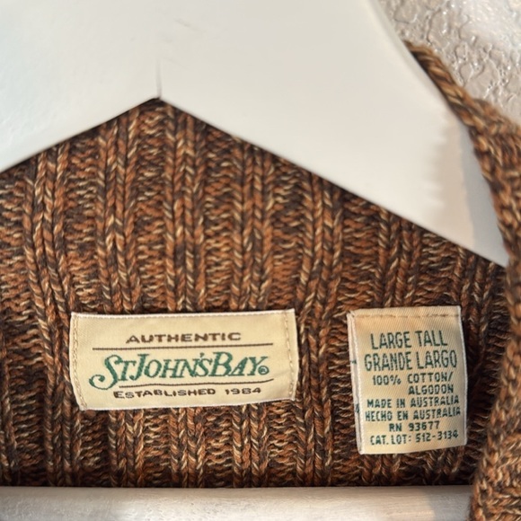 St. John’s Bay Brown Tones Mock Neck Ribbed Cotton Sweater Size Large Tall - Picture 2 of 5